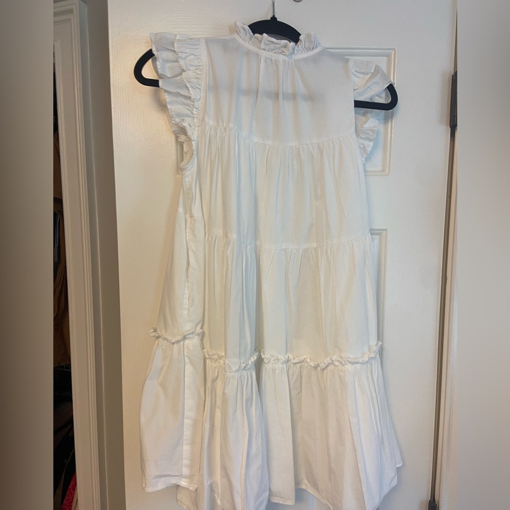 White Ruffled Tiered Mini Dress - Picture 2 of 3